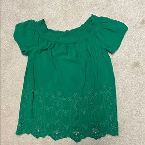 Old Navy Emerald Green Embroidered Blouse